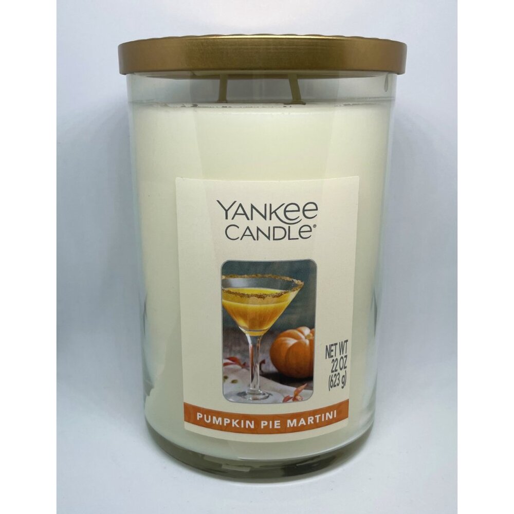 YANKEE CANDLE Pumpkin Pie Martini 22oz Large Jar Tumbler Candle 2-Wick Spice